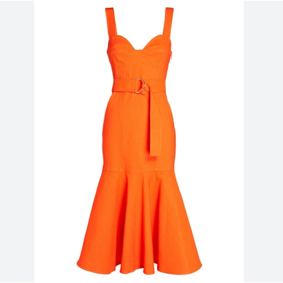 Orange A.L.C. Sabrina Linen Blend Bustier Midi Dress🧡 - Picture 2 of 13